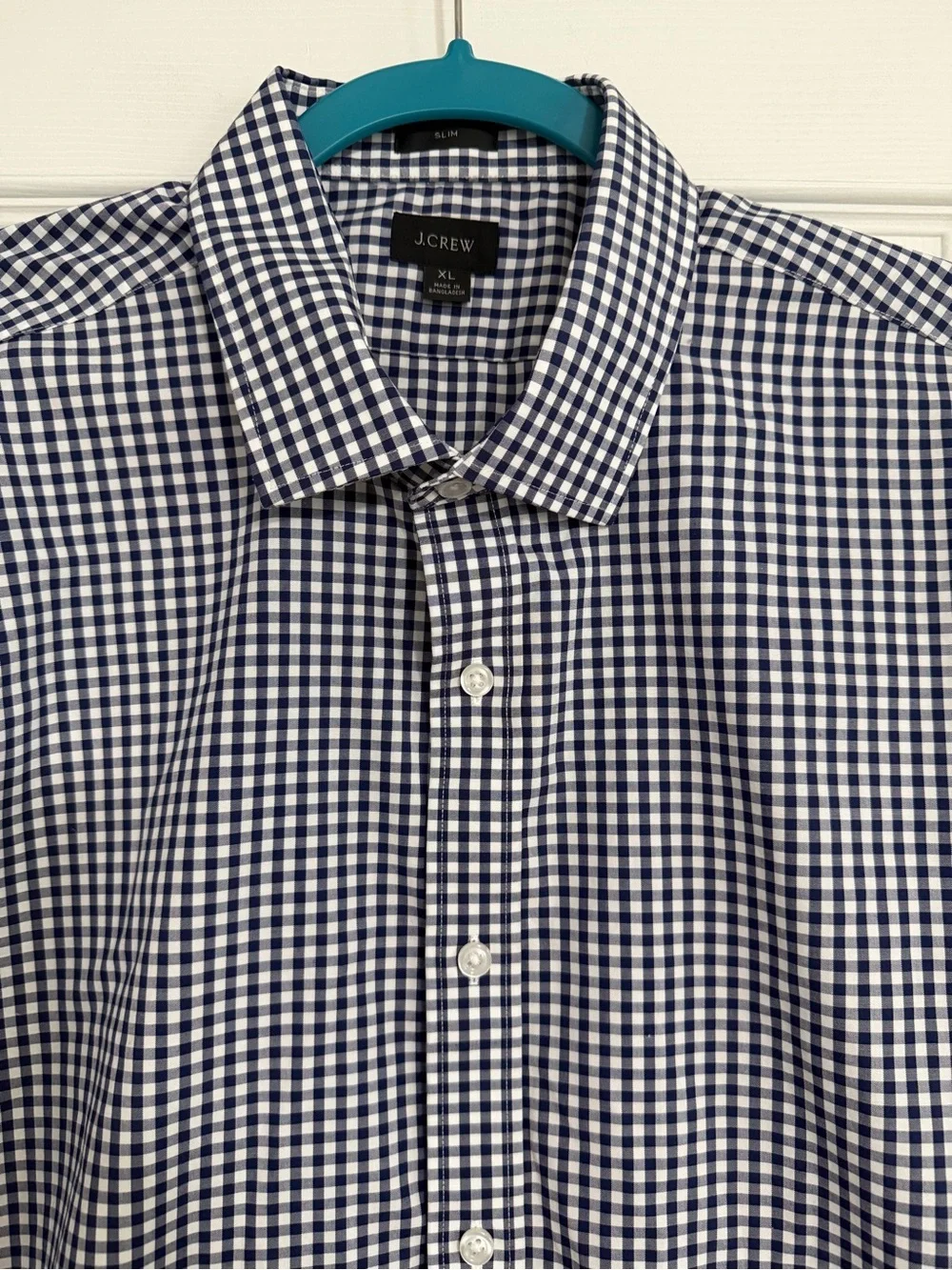 J crew button down blue white checkered slim fit button down shirt XL classic
